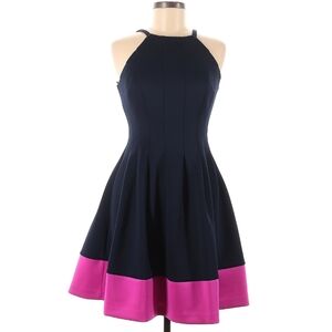 Elegant Navy and Pink Halter Dress